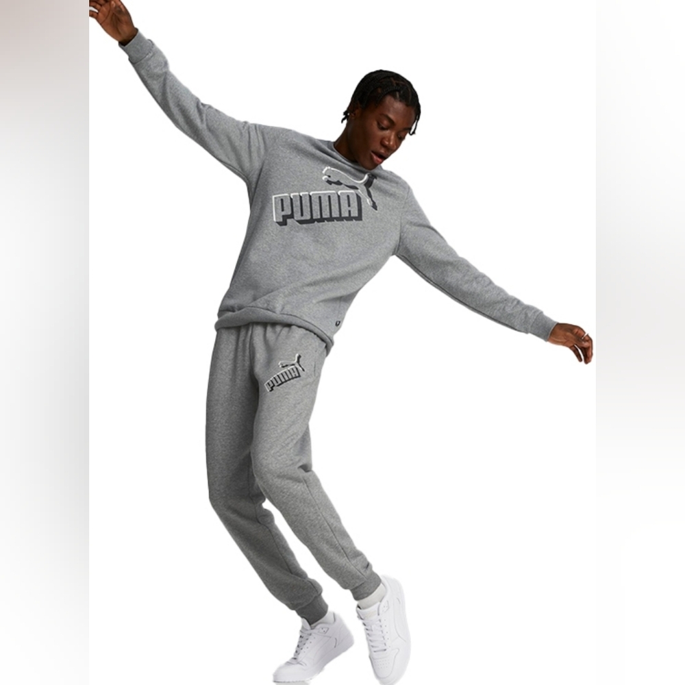 PUMA Essentials Mens Big Logo Gray Sweatpants Size L